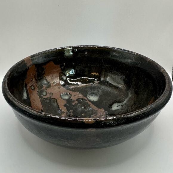 VTG Vintage Signed Brown Ceramic Retro Brown Bowl Spongewear Glazed Pottery - Picture 2 of 15